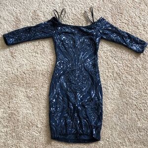 Navy Blue Sequin Dress